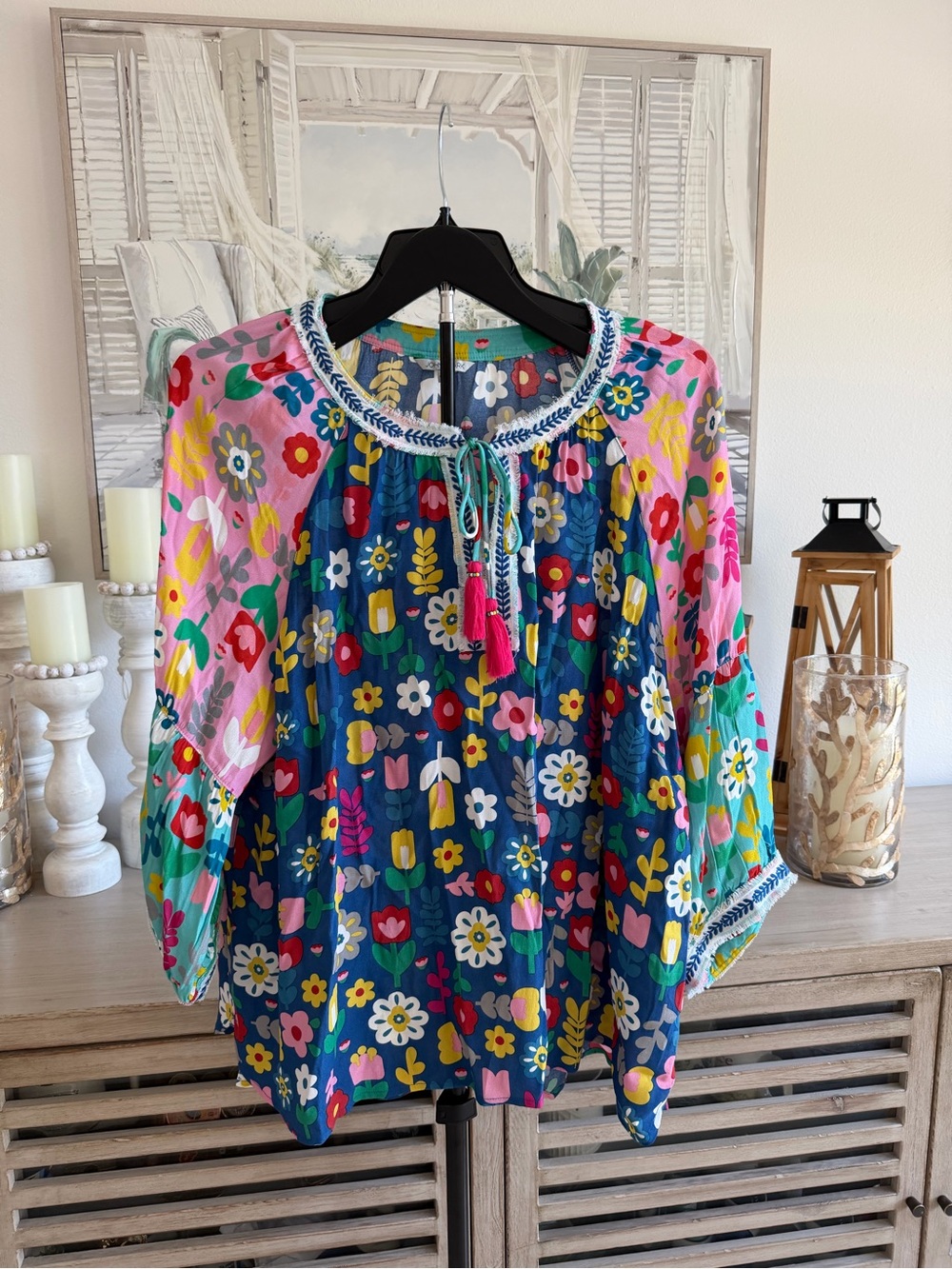Floral Boho Peasant Top by John Mark